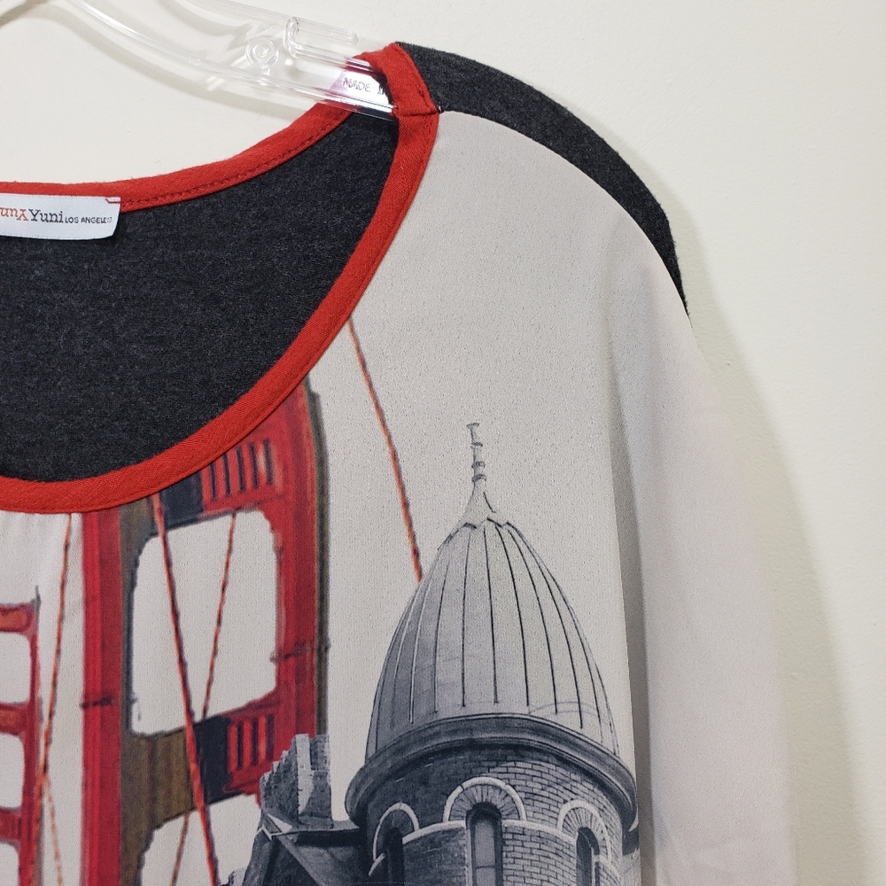 Yuni Los Angeles Womens Top San Francisco Graphic Print Dolman Sleeve Tee 3X - Picture 3 of 9